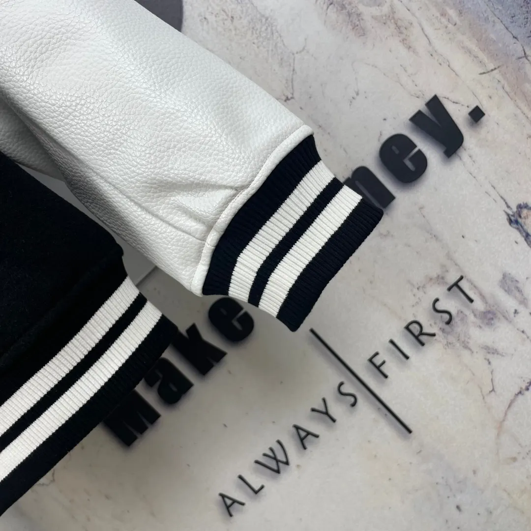 Wool and Grained Leather Varsity Jacket D41023297 — view 9