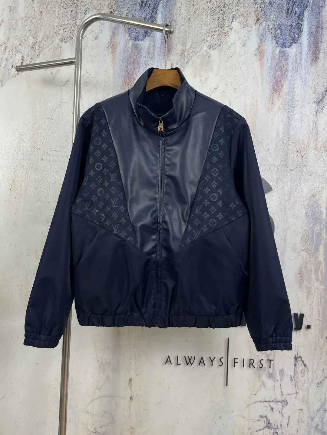 Monogram Mixed-Media Funnel-Neck Jacket D42023296