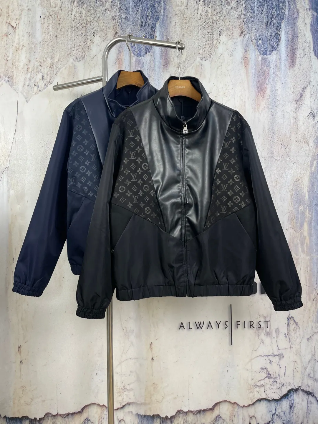 Monogram Mixed-Media Funnel-Neck Jacket D42023295