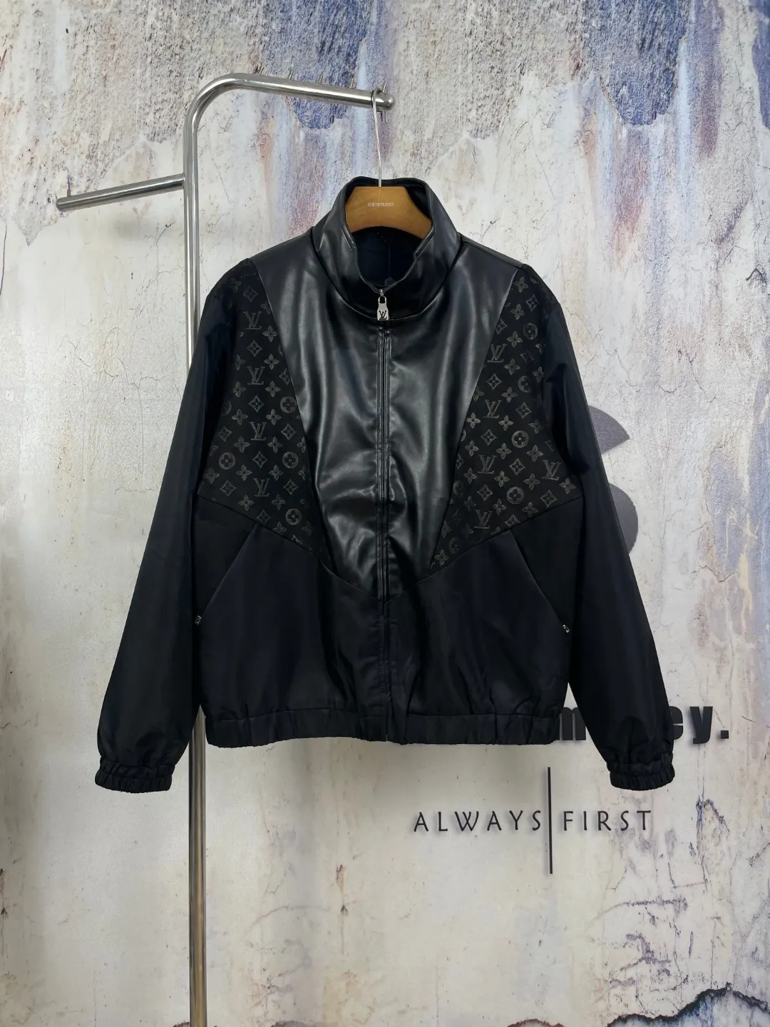 Monogram Mixed-Media Funnel-Neck Jacket D42023295 — view 2