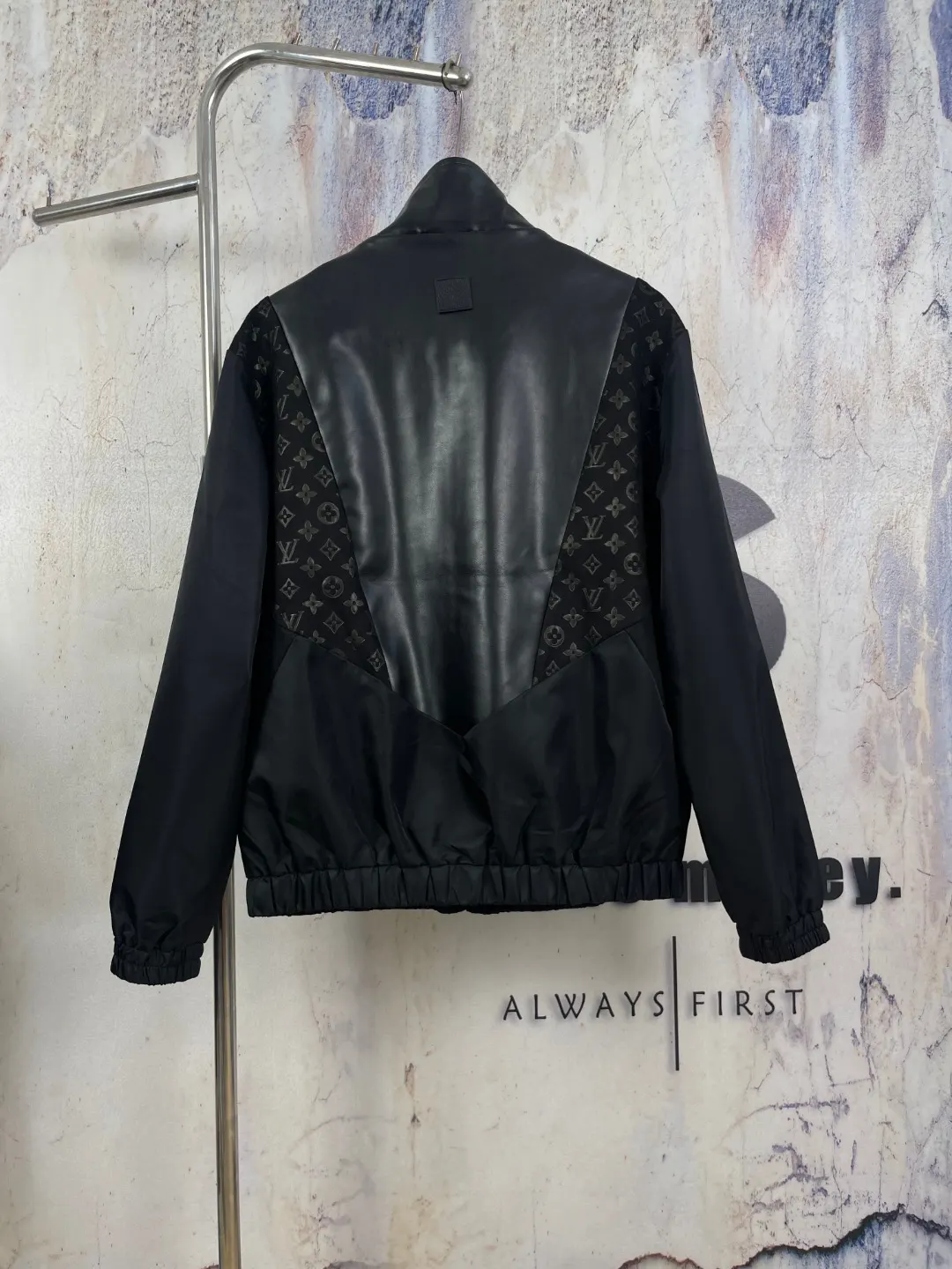 Monogram Mixed-Media Funnel-Neck Jacket D42023295 — view 3