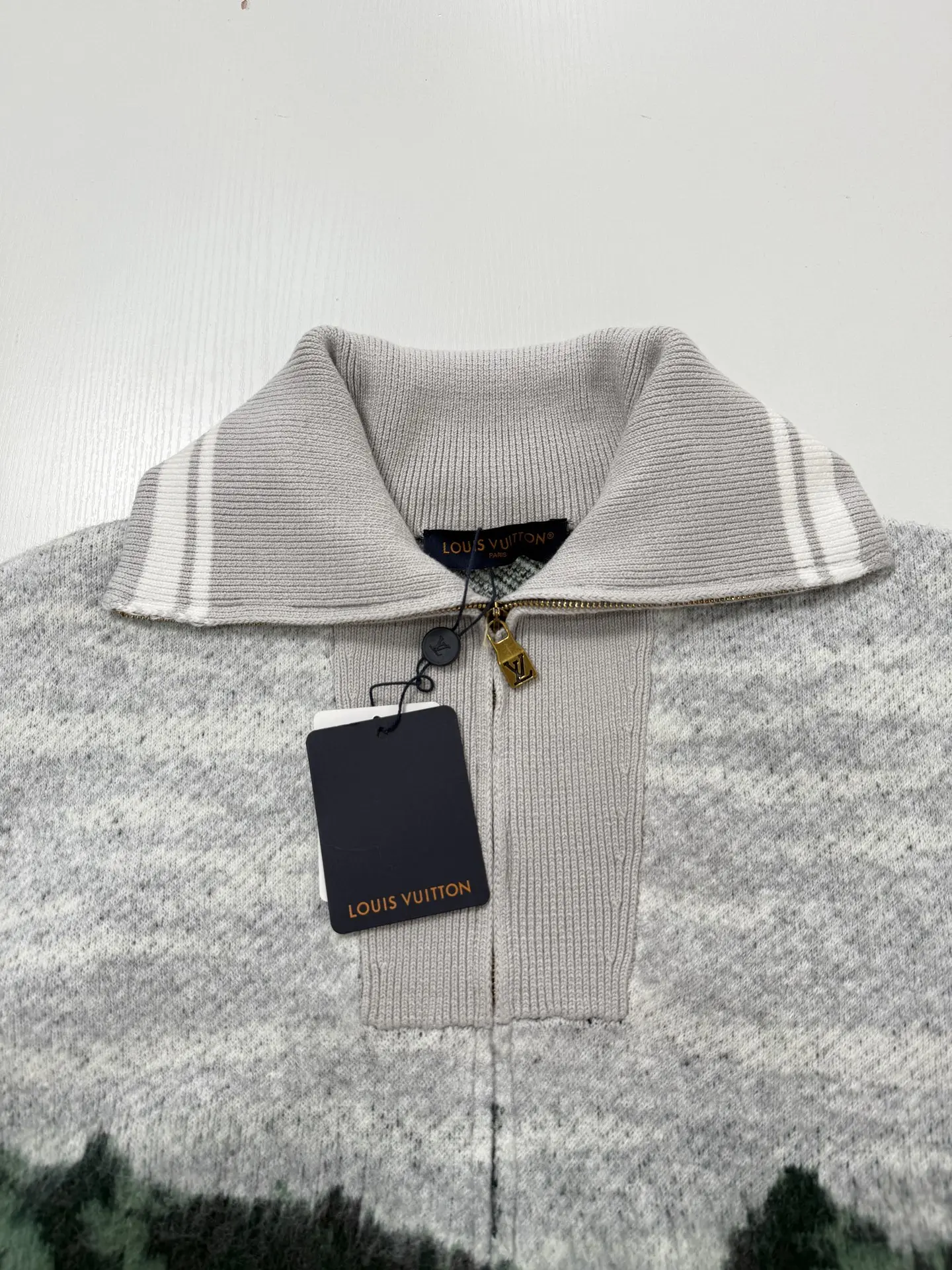 Forest Landscape Jacquard Mohair-Blend Zip-Up Sweater D42019951 — view 4