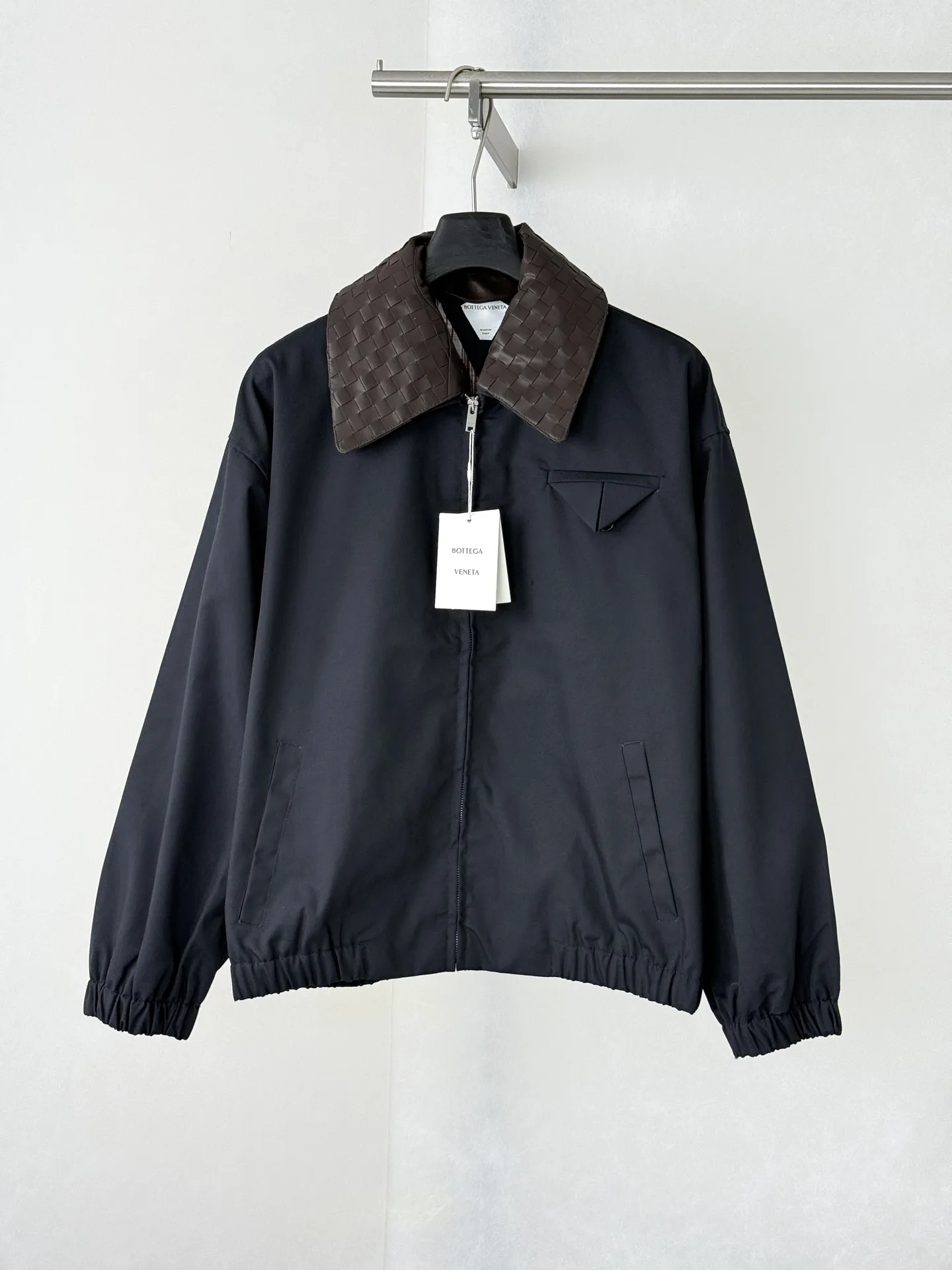 Intrecciato Leather-Collar Workwear Jacket D42022607