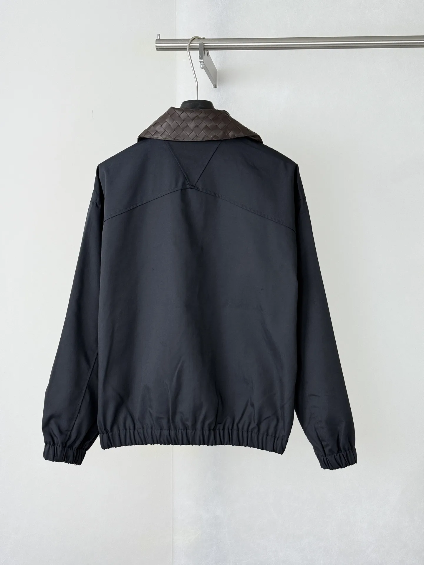 Intrecciato Leather-Collar Workwear Jacket D42022607 — view 2
