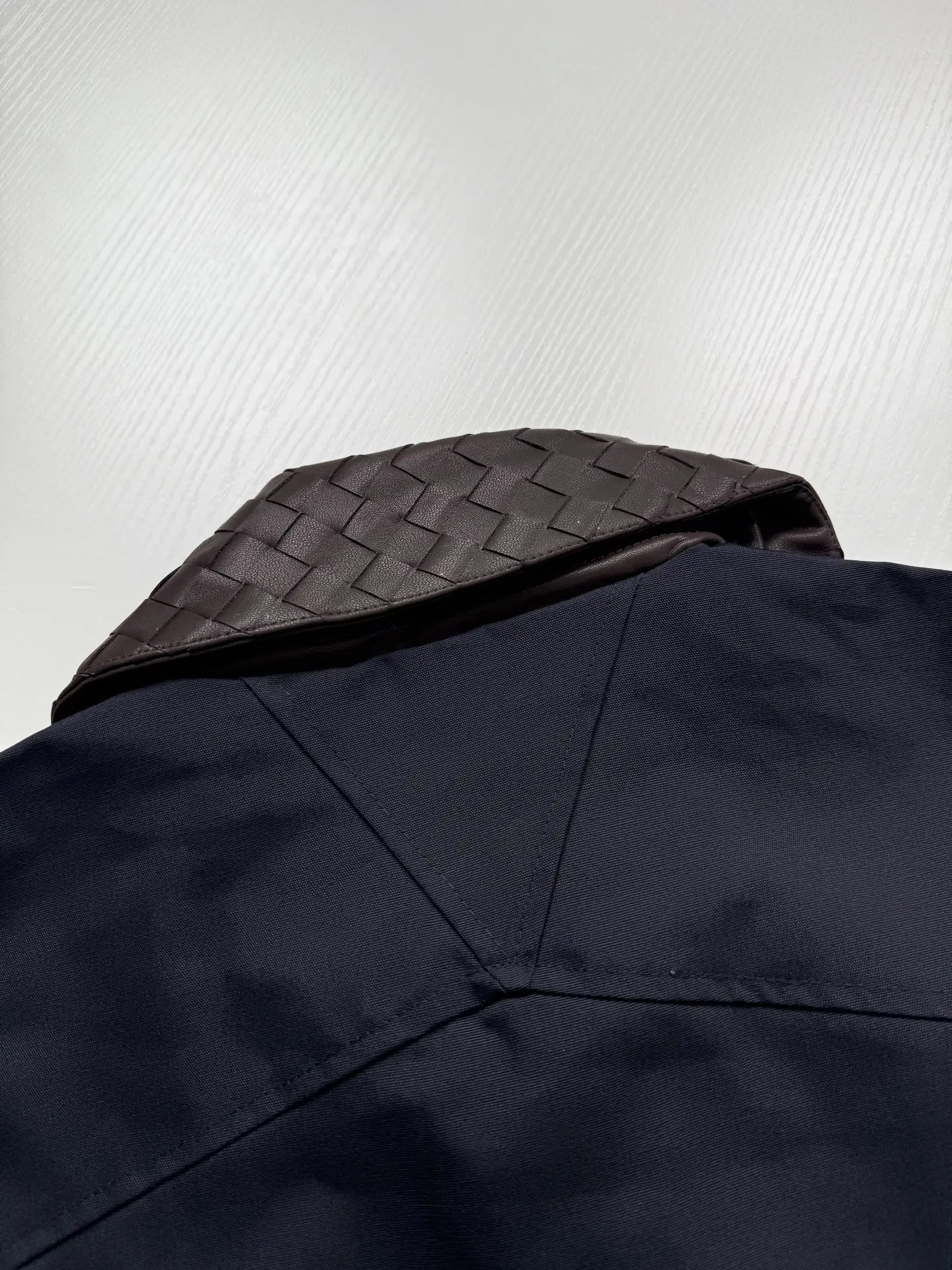 Intrecciato Leather-Collar Workwear Jacket D42022607 — view 12