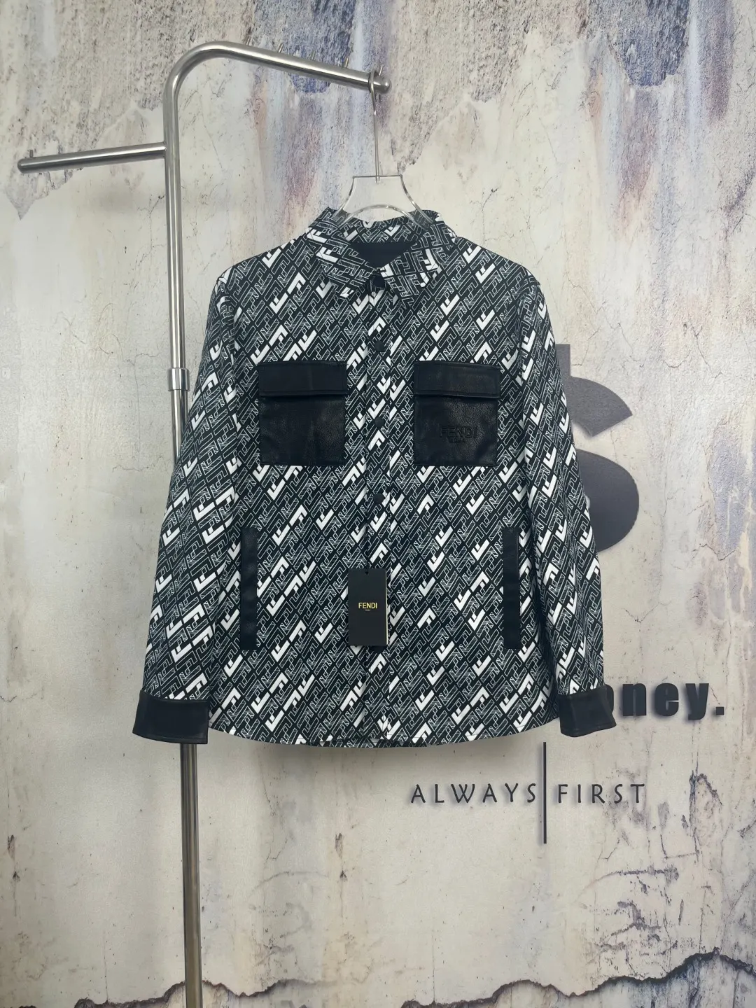 FF Monogram Leather-Trimmed Workwear Jacket D42523306