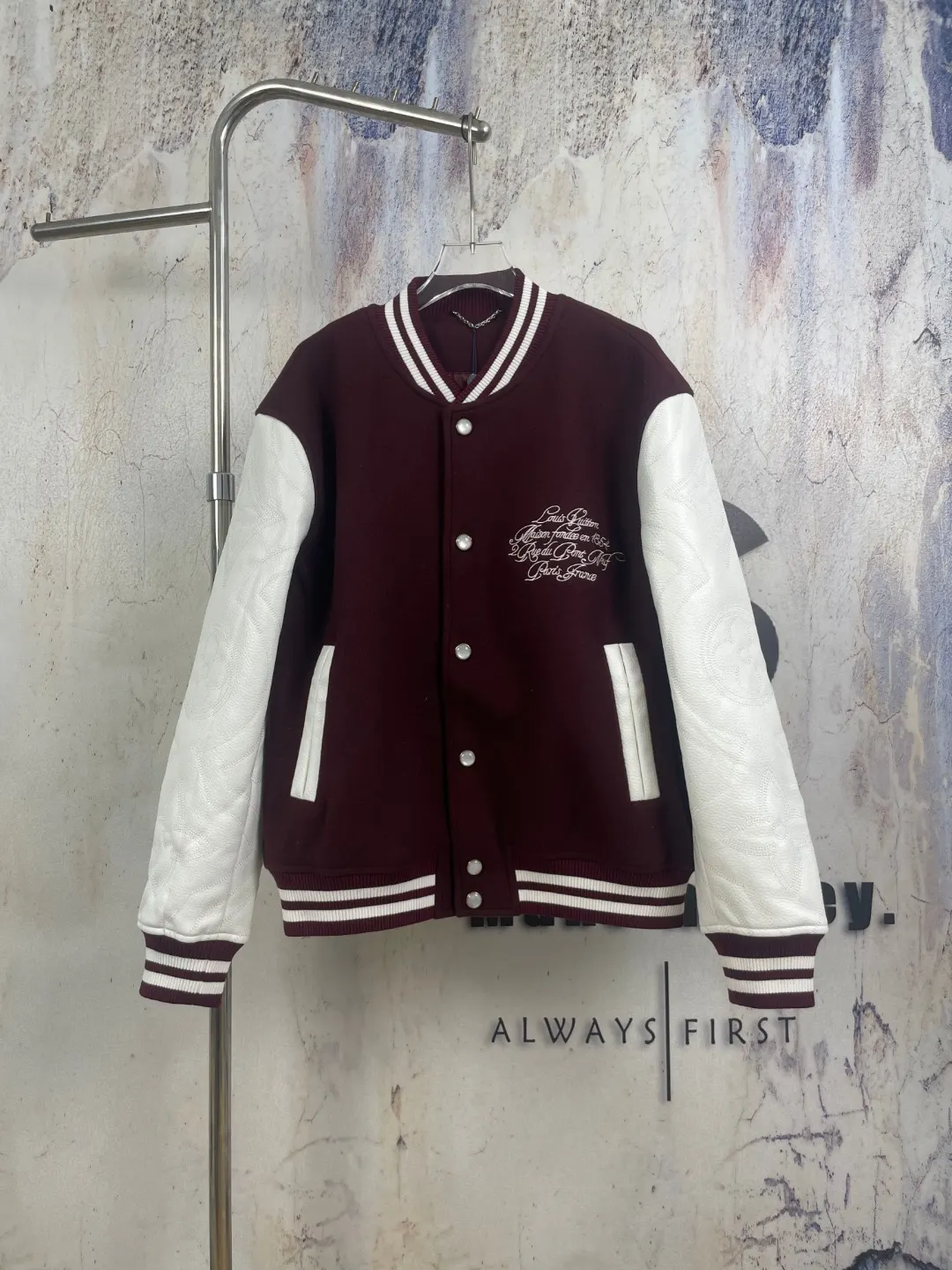 Logo-Embroidered Wool and Leather Varsity Jacket D42523291