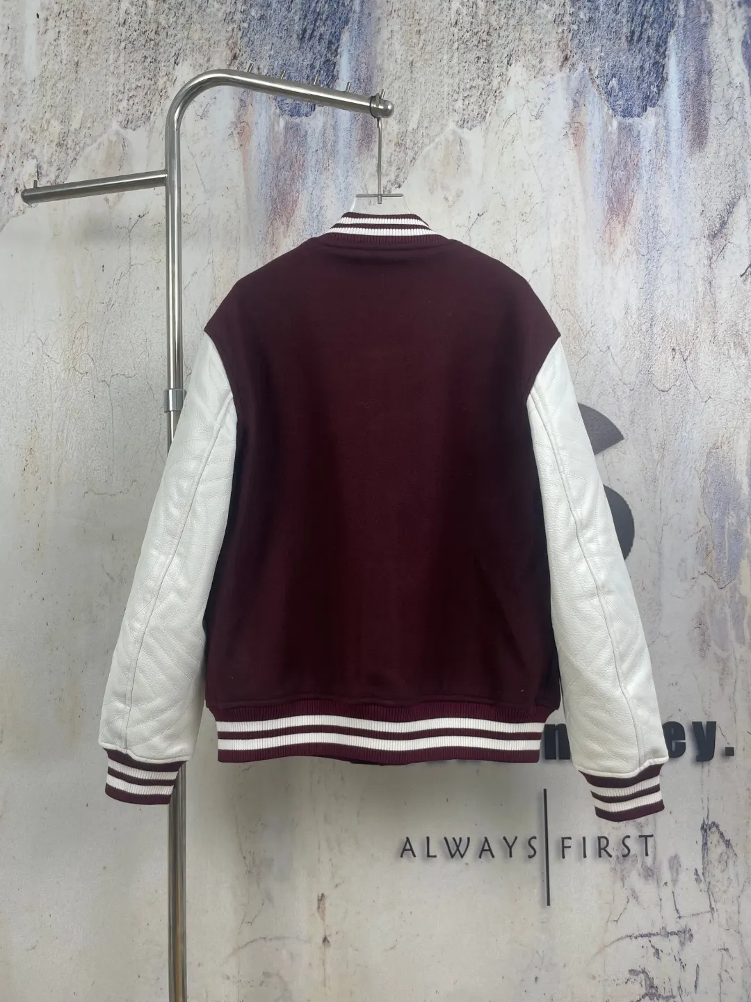 Logo-Embroidered Wool and Leather Varsity Jacket D42523291 — view 2