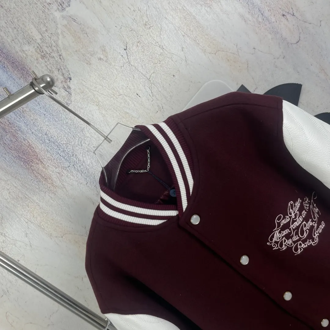 Logo-Embroidered Wool and Leather Varsity Jacket D42523291 — view 3