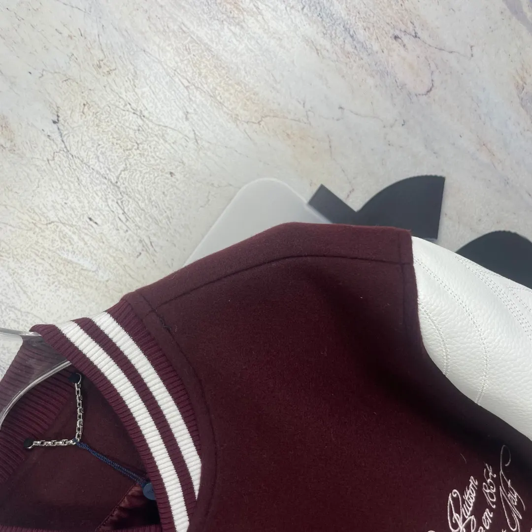 Logo-Embroidered Wool and Leather Varsity Jacket D42523291 — view 4