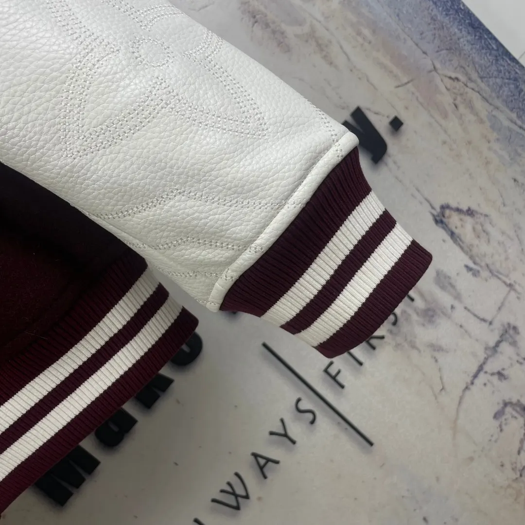 Logo-Embroidered Wool and Leather Varsity Jacket D42523291 — view 6