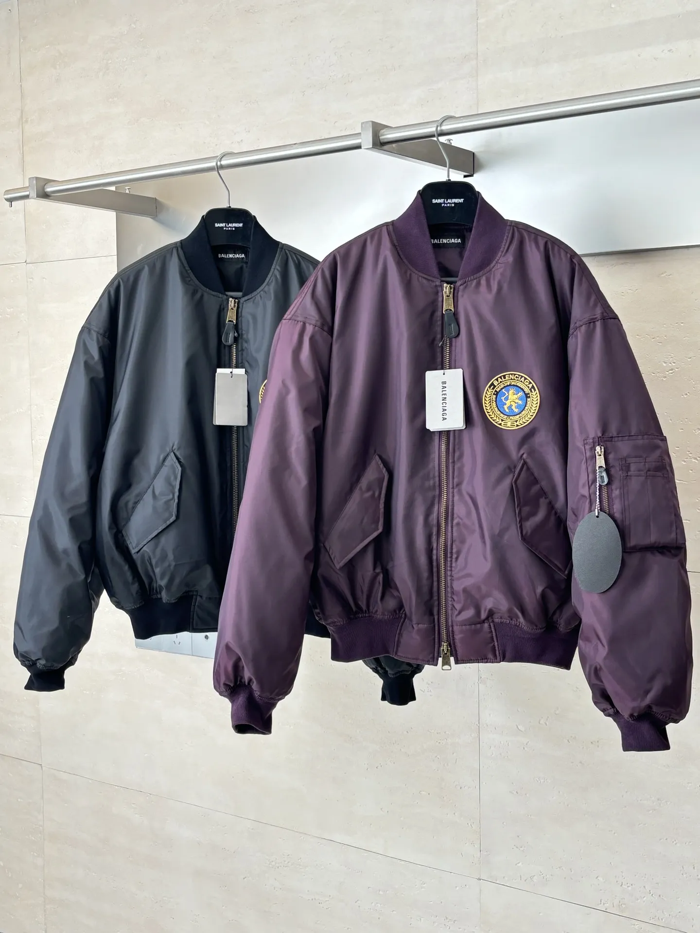 Embroidered Crest Oversized Bomber Jacket D43523429 — view 3