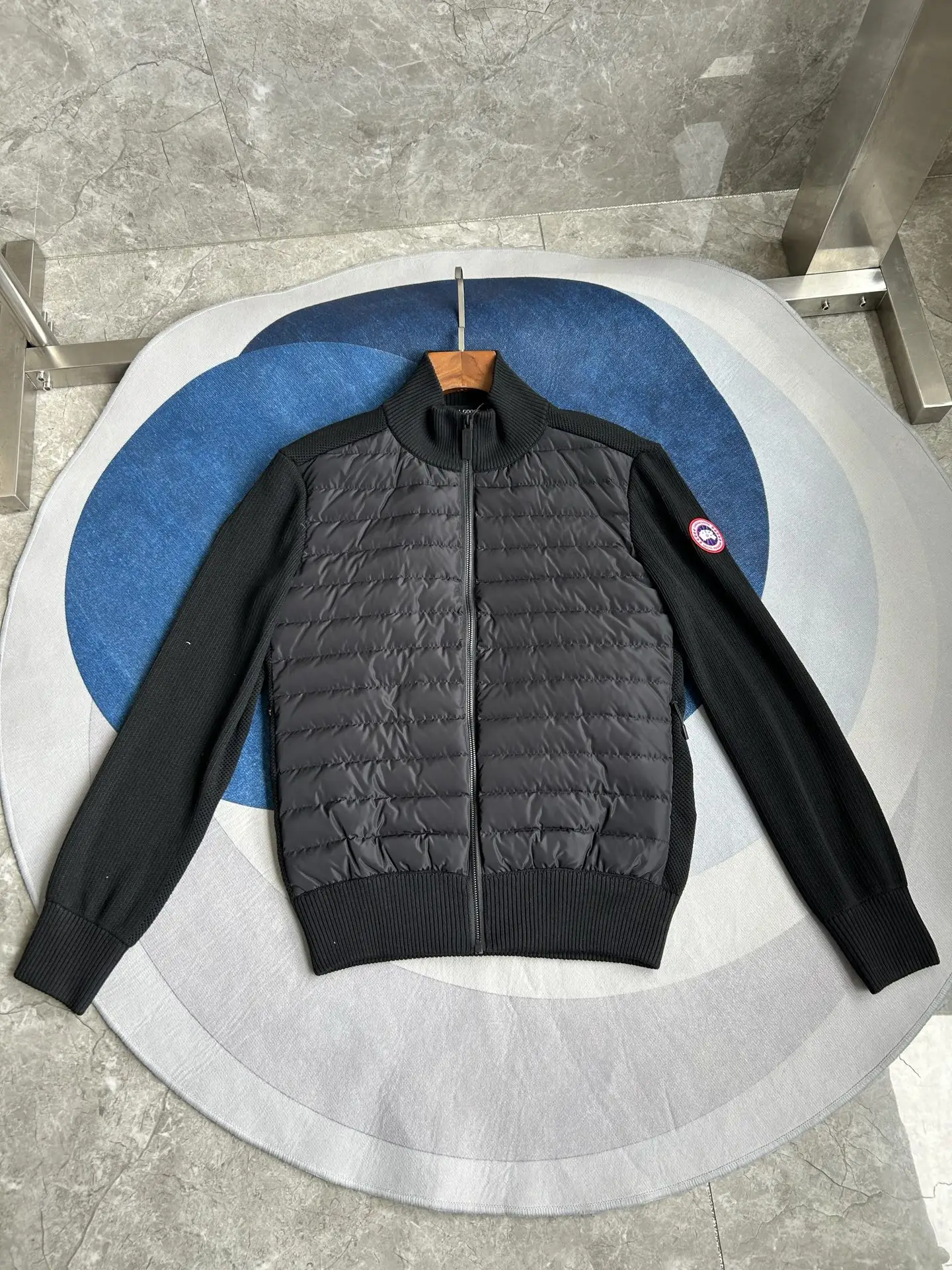 HyBridge Knit Jacket with Down-Filled Panels D44022726 — view 3