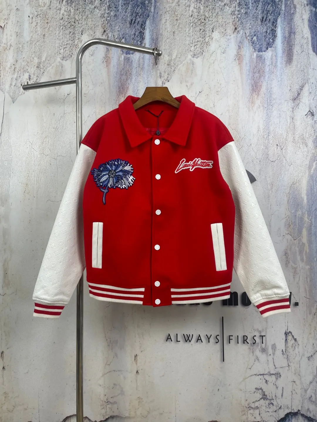 Floral Embroidered Wool-Blend Varsity Jacket D45023290