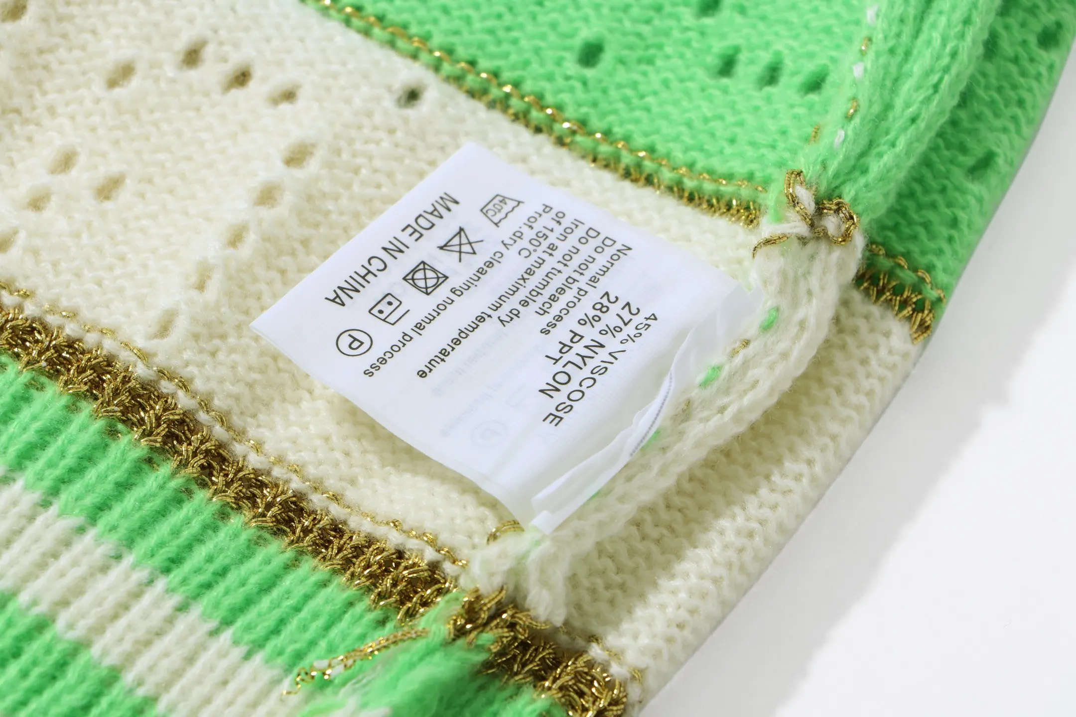 GG Perforated Striped Knit Sweater D20022132 — view 3