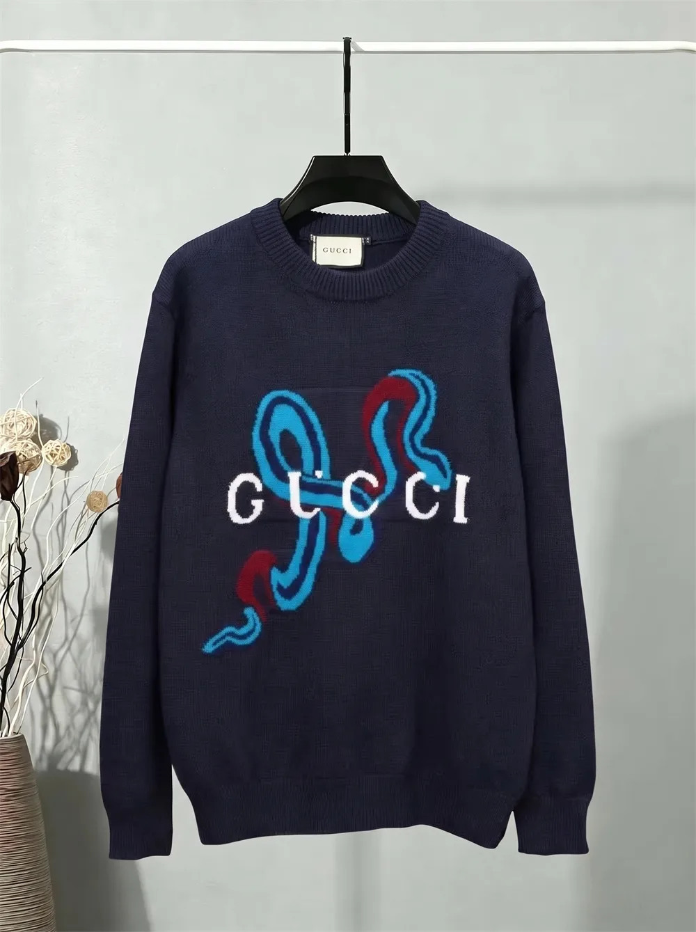Snake Intarsia Logo Crew-Neck Sweater D20022134