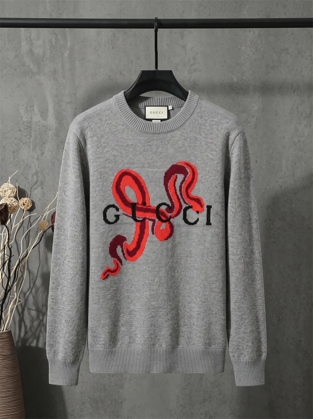 Snake Intarsia Logo Crew-Neck Sweater D20022133
