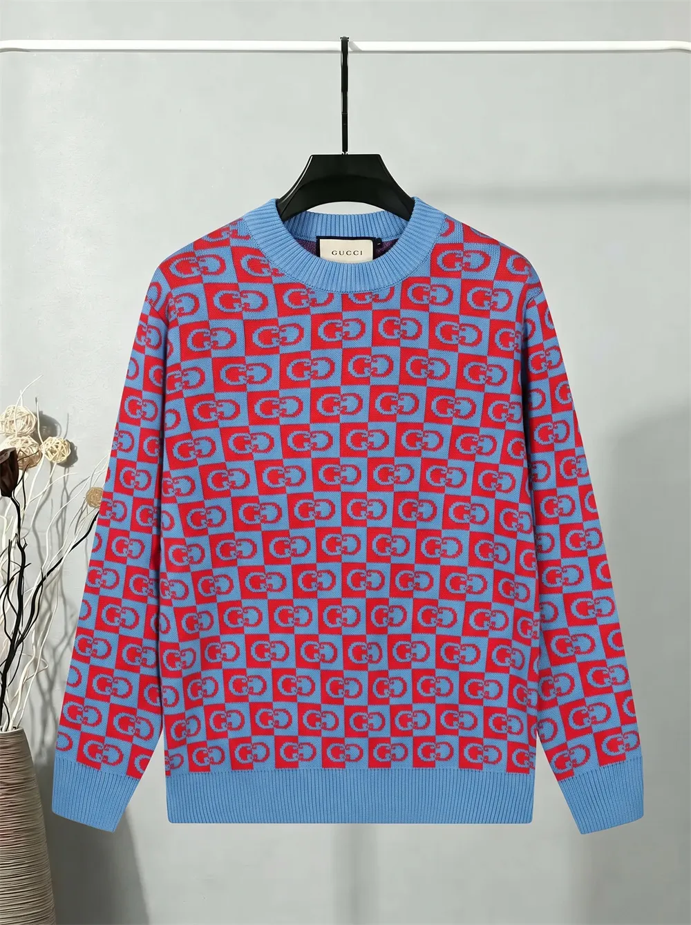 Gucci GG Jacquard Check Crew-Neck Sweater D20022125