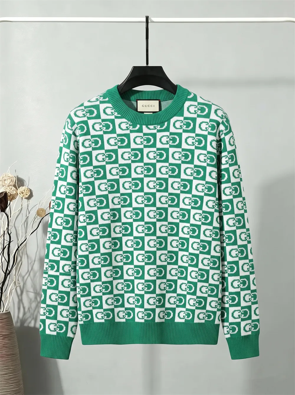 GG Monogram Checkered Jacquard Sweater D20022126