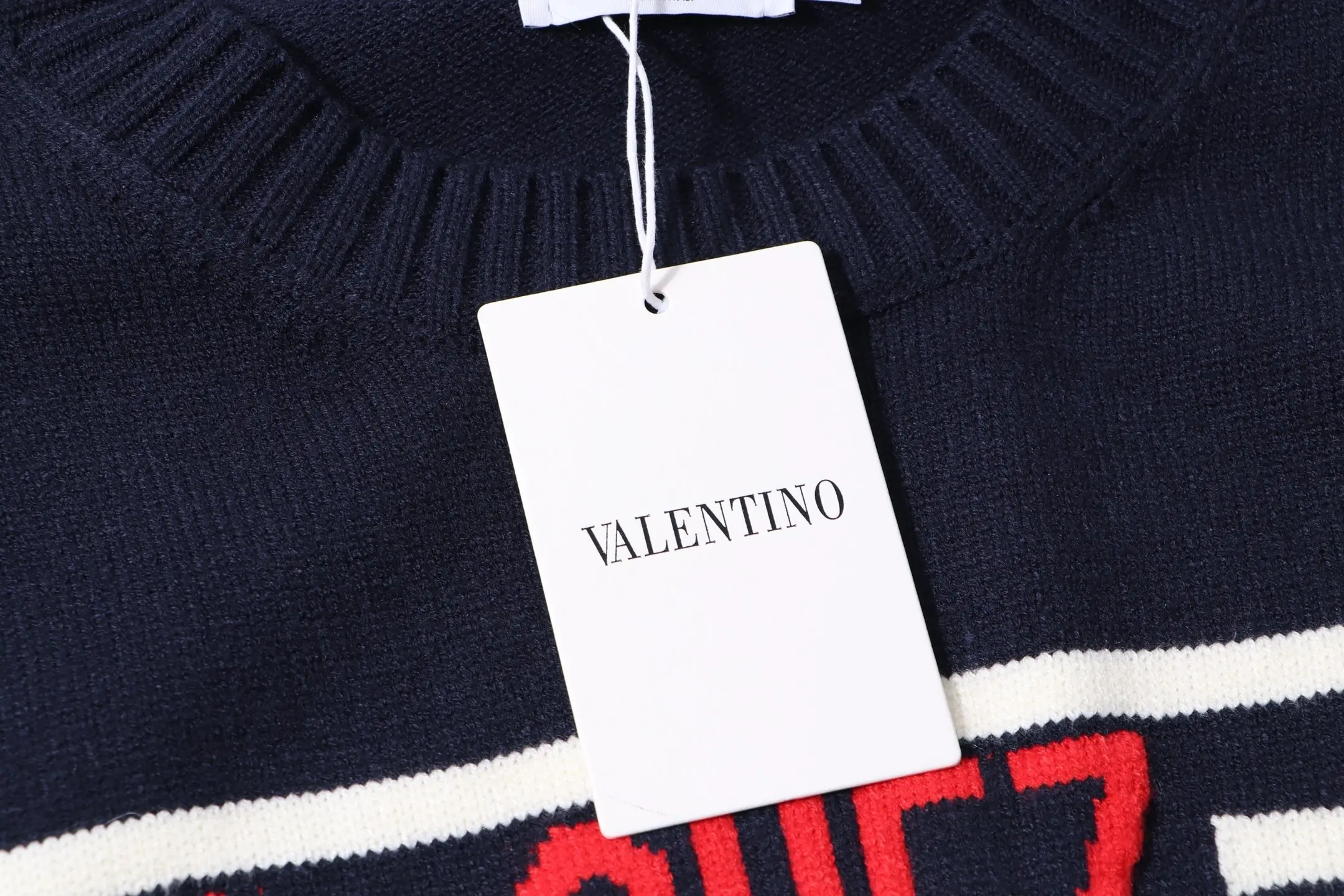 Chez Valentino Striped Logo Crew-Neck Sweater D20022116 — view 4