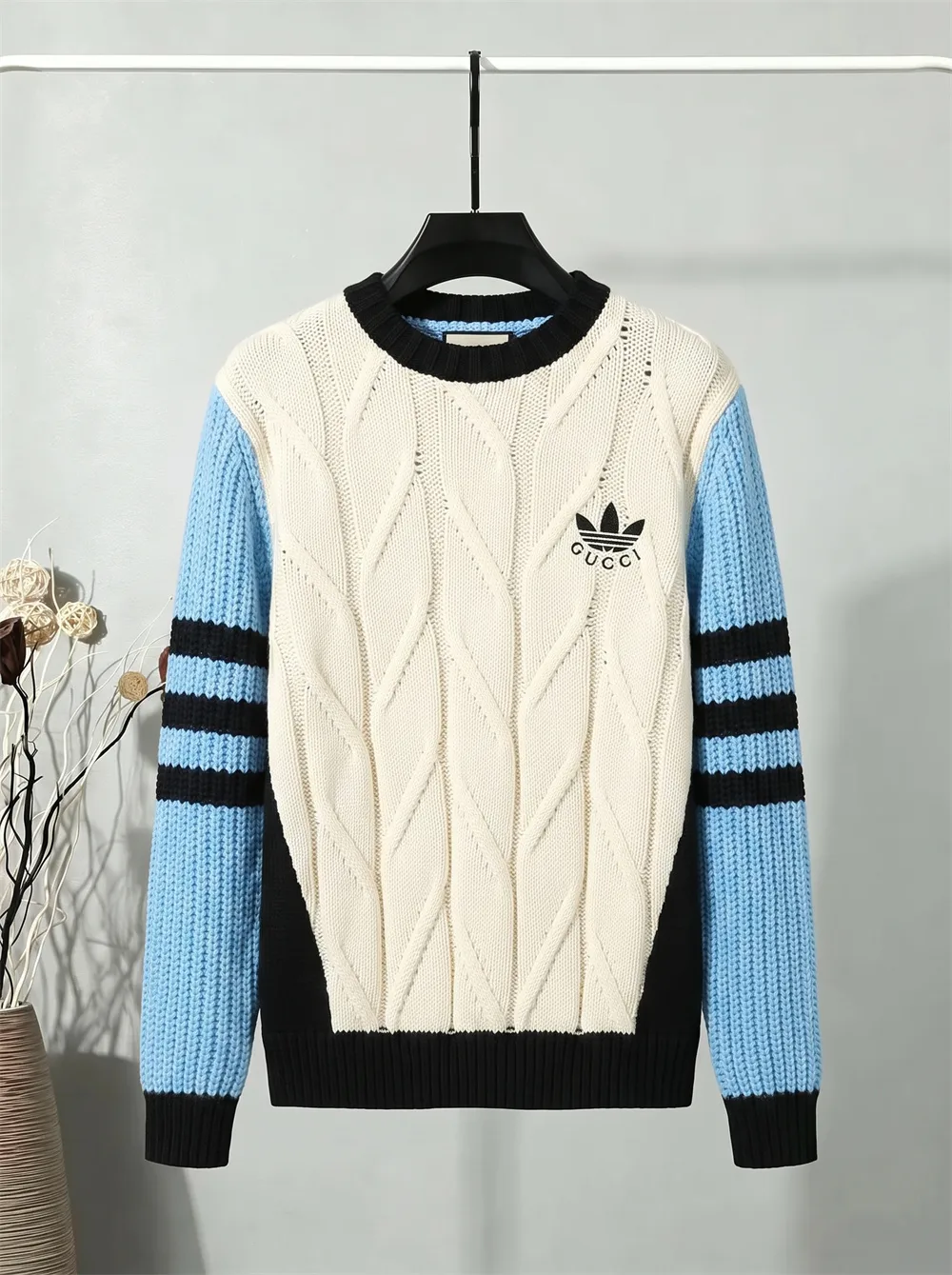 Gucci x adidas Cable-Knit Crew-Neck Sweater D20522128
