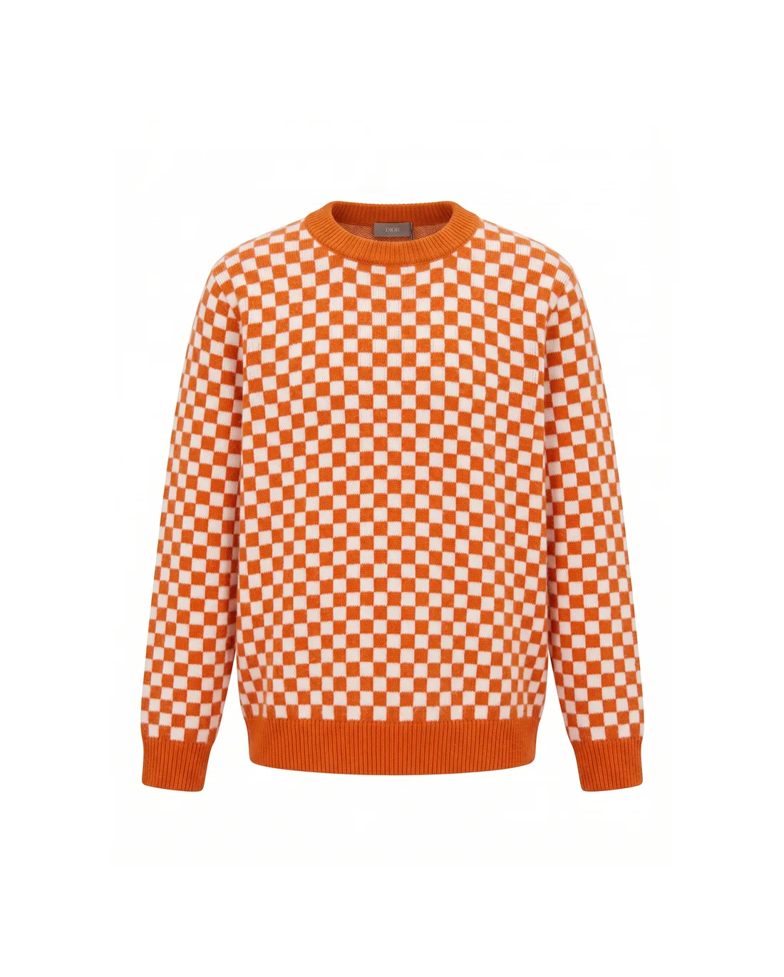 Checkerboard Jacquard Crew-Neck Sweater D21022152