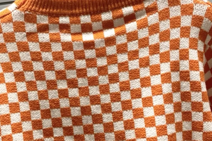 Checkerboard Jacquard Crew-Neck Sweater D21022152 — view 7