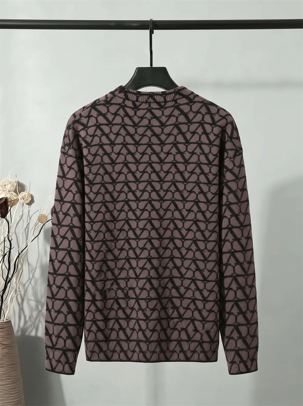 V-Logo Monogram Jacquard Crew-Neck Sweater D21022105 — view 2