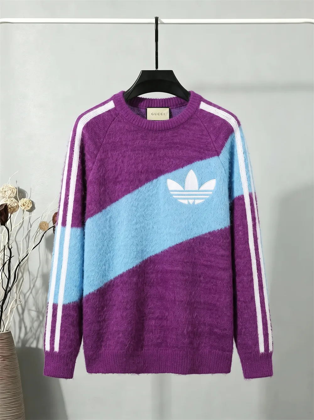 Gucci x adidas Trefoil Mohair-Blend Sweater D21522127