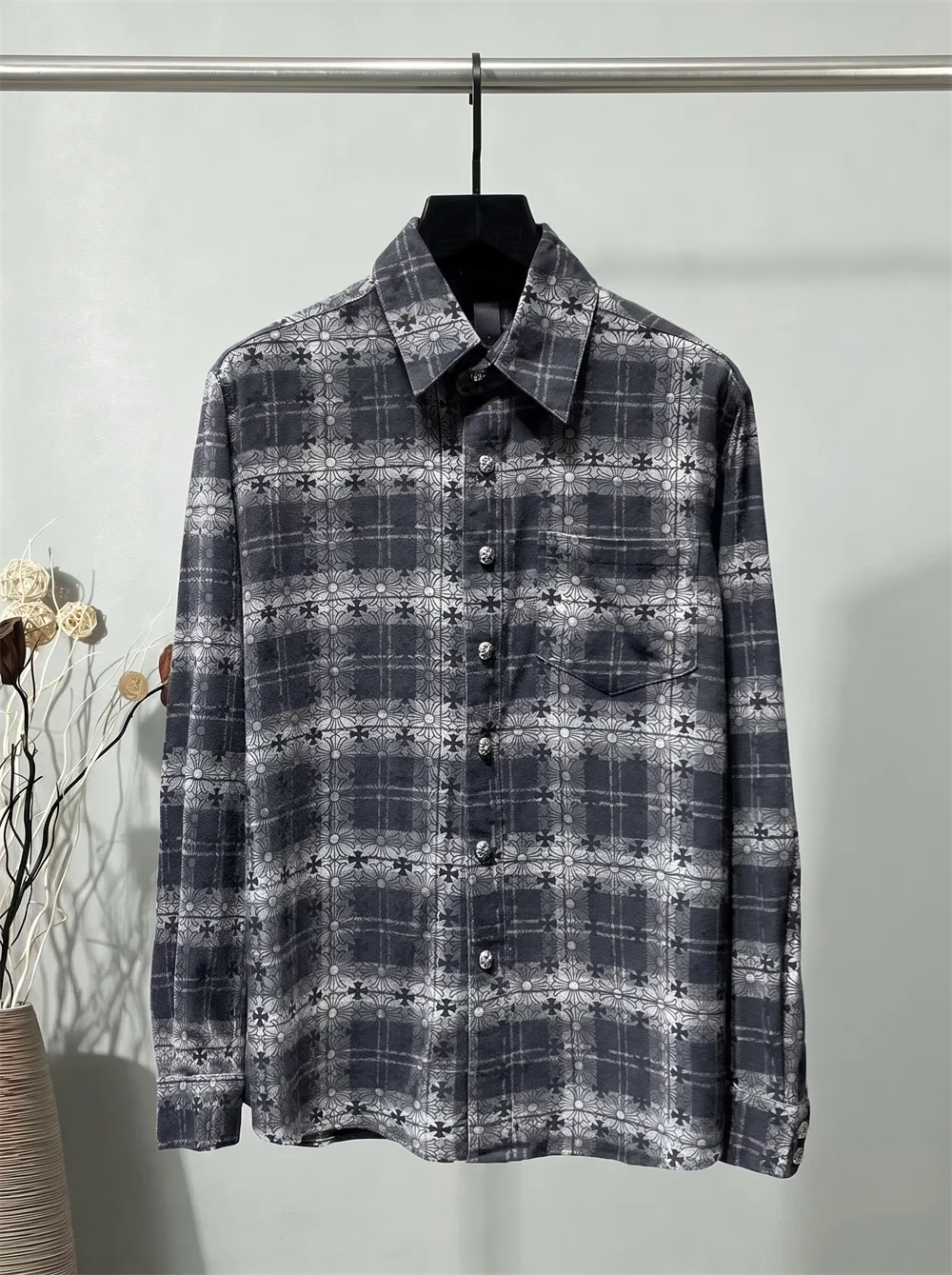 Cross-Jacquard Plaid Flannel Shirt D22022168