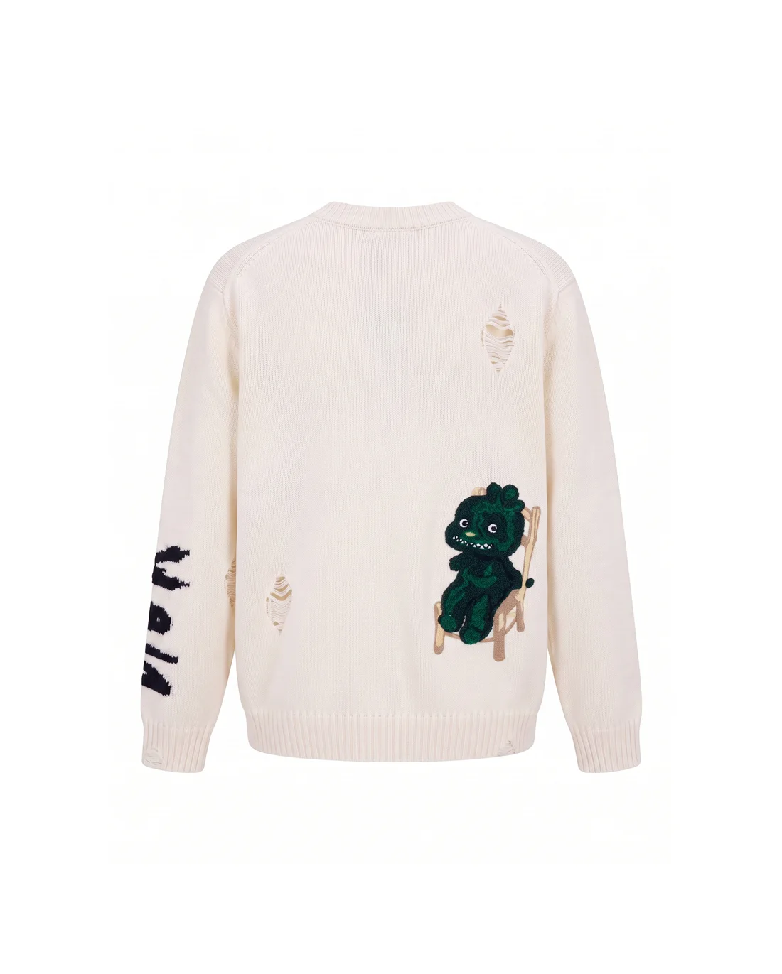 Distressed Logo Intarsia Crew-Neck Sweater D22022086 — view 2