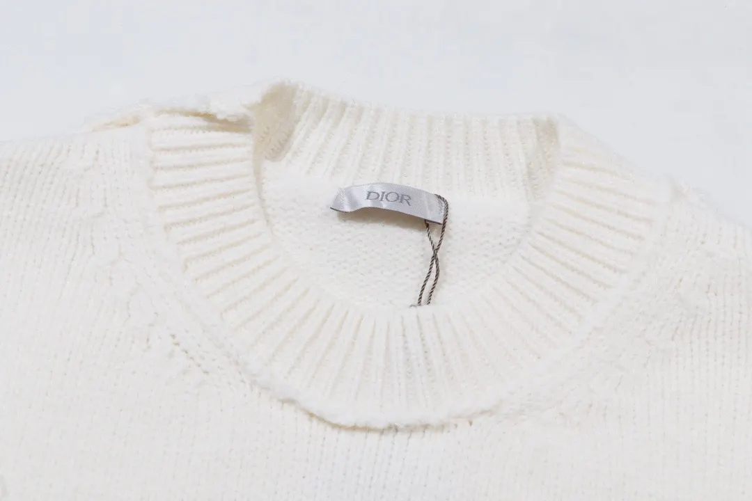 Distressed Logo Intarsia Crew-Neck Sweater D22022086 — view 6
