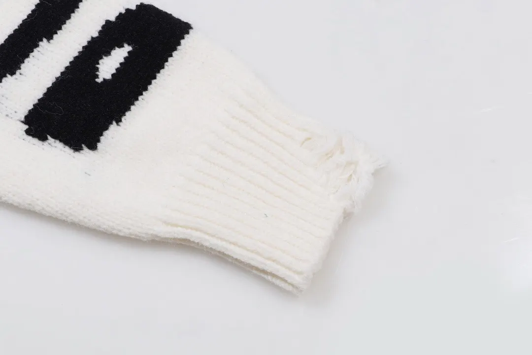 Distressed Logo Intarsia Crew-Neck Sweater D22022086 — view 7
