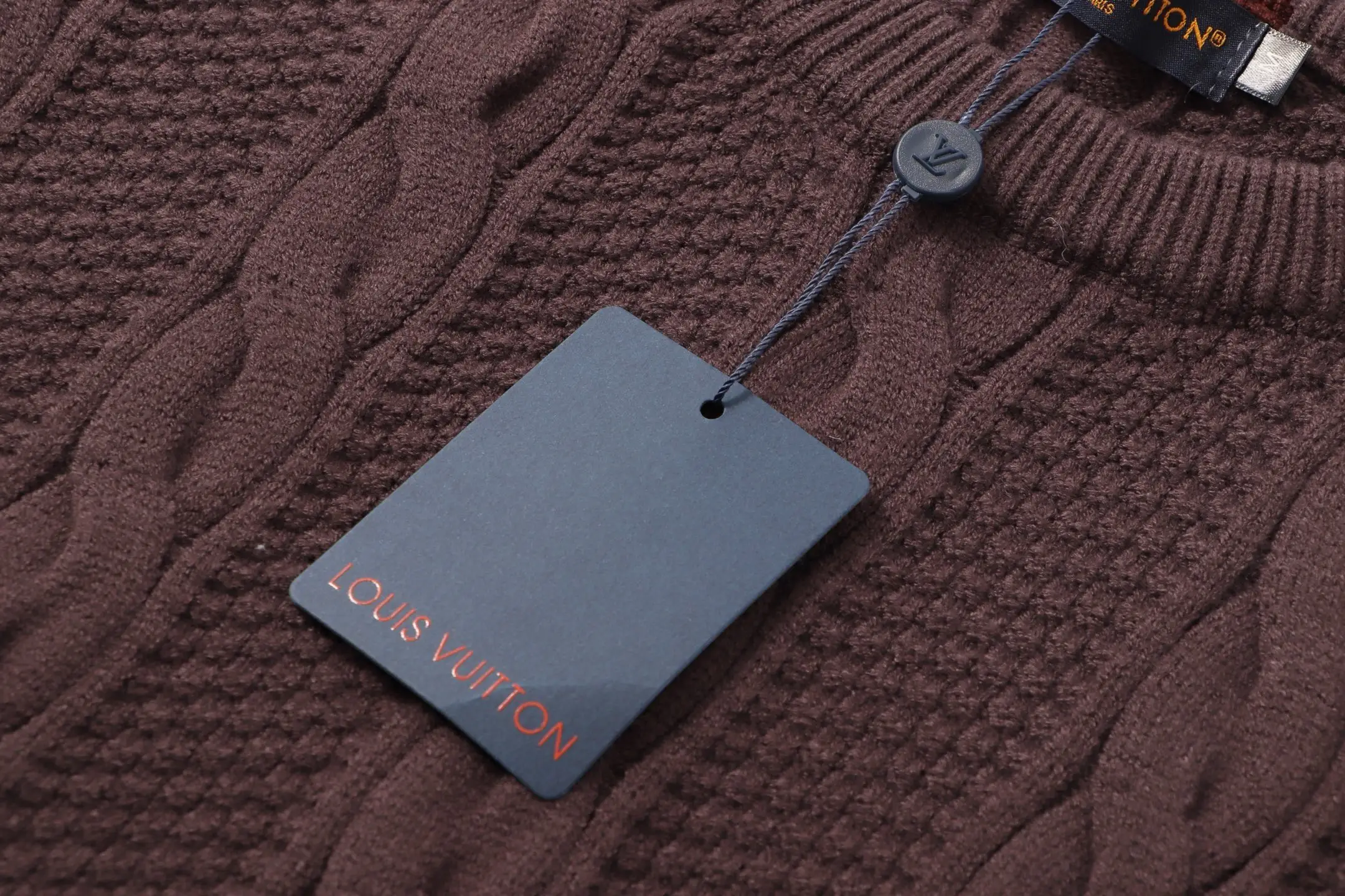 Cable-Knit Crew-Neck Sweater with Leather Logo Patch D23022153 — view 8