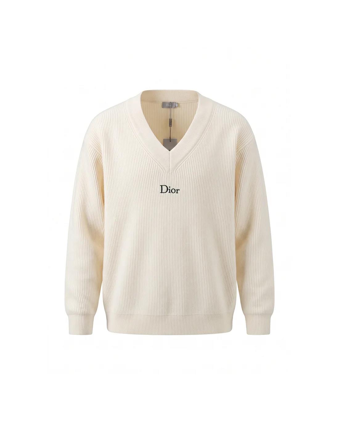Logo Embroidered V-Neck Ribbed Sweater D23022080