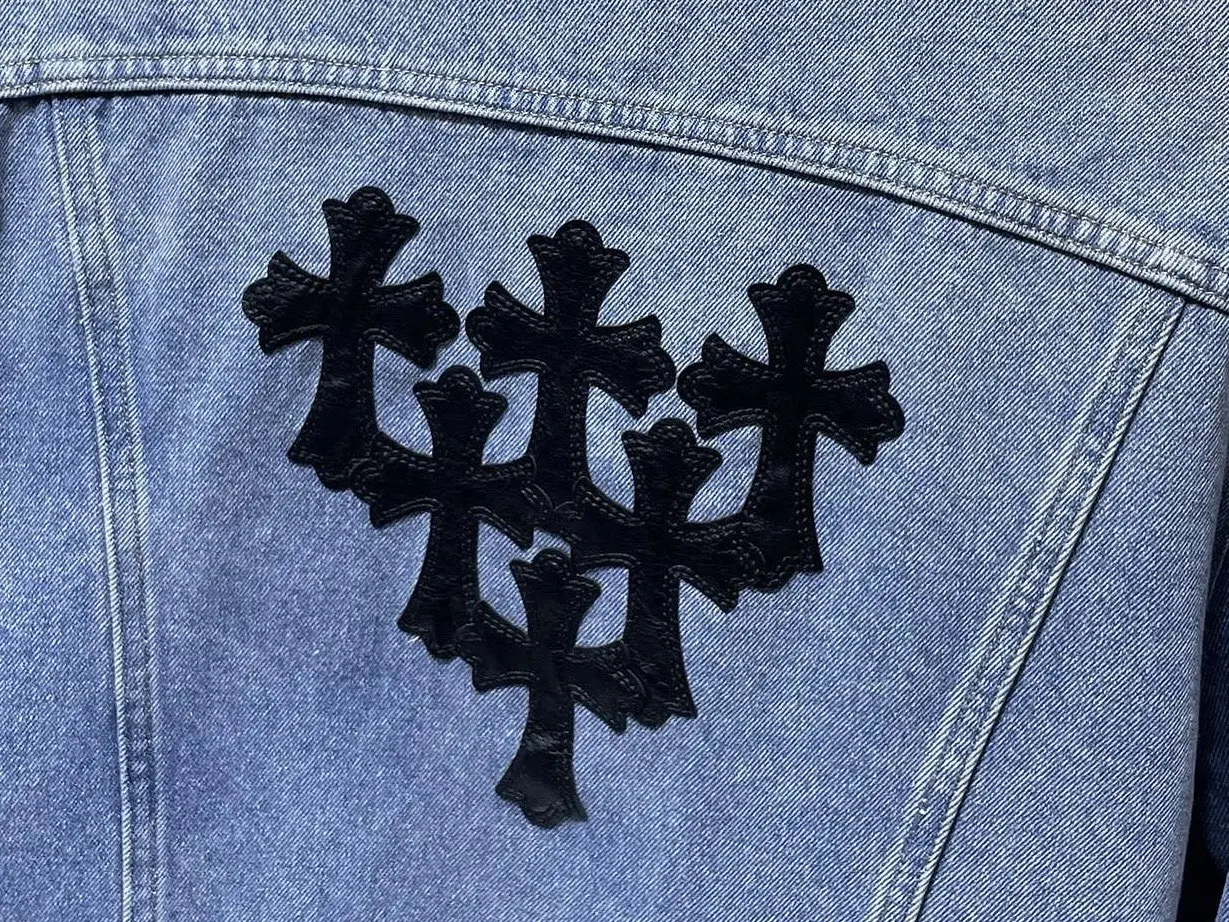 Embroidered Leather Patch Denim Jacket D25022161 — view 6