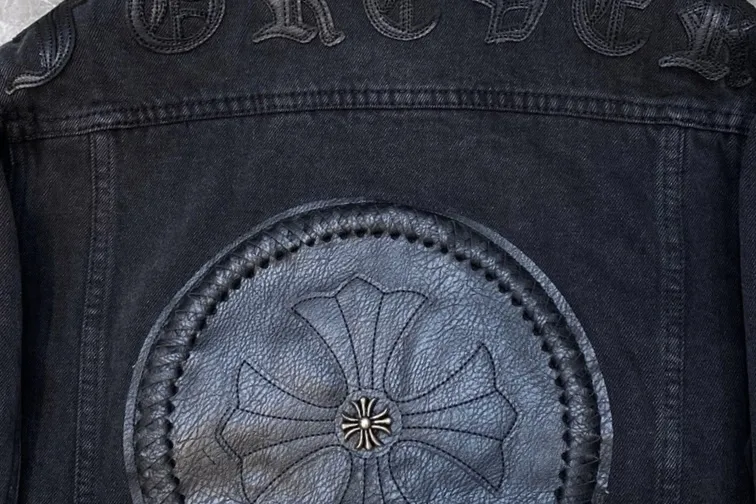 Embroidered Leather-Patch Denim Jacket D25022163 — view 7