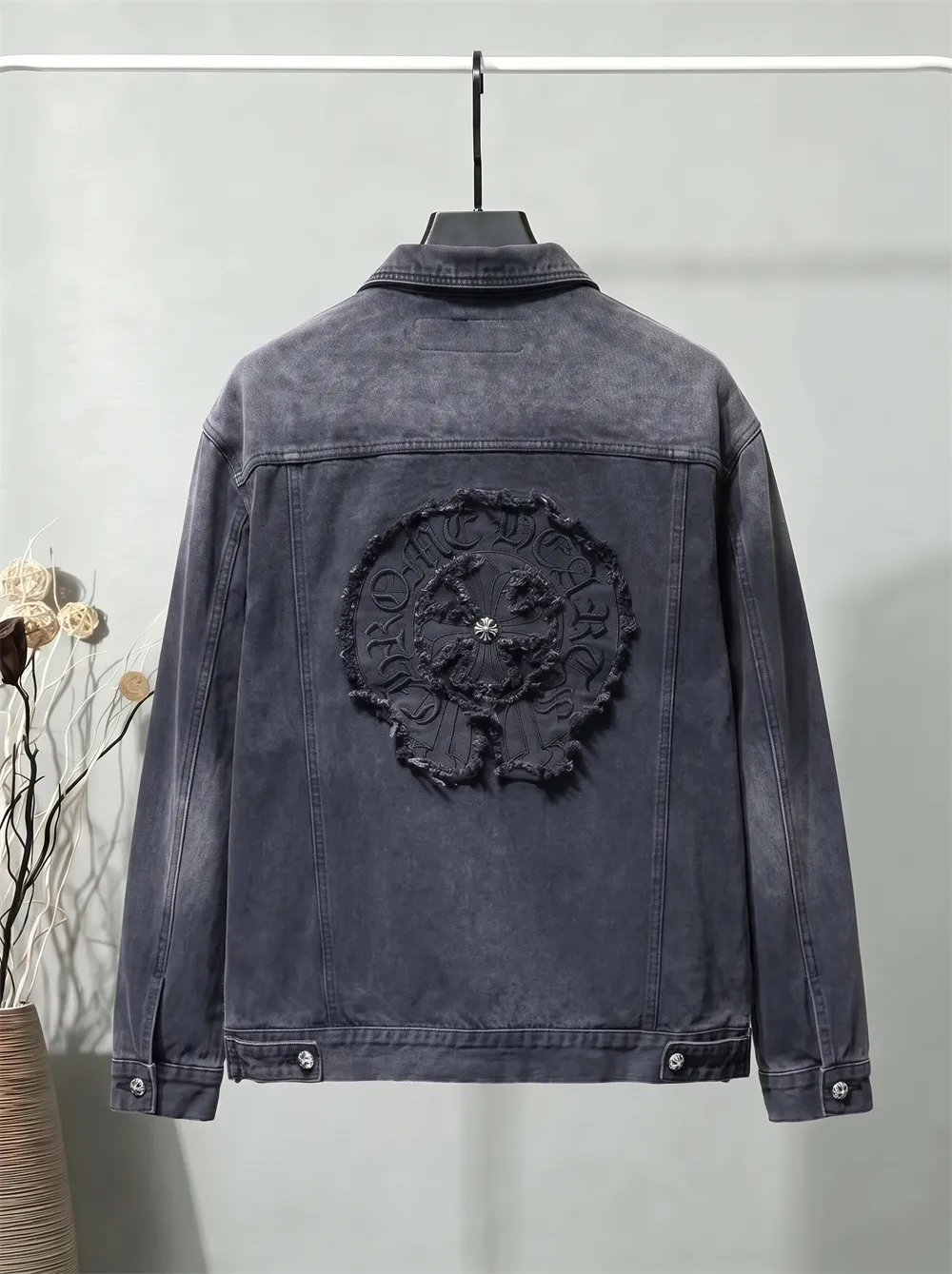 Embroidered Leather-Patch Denim Jacket D25022162 — view 2