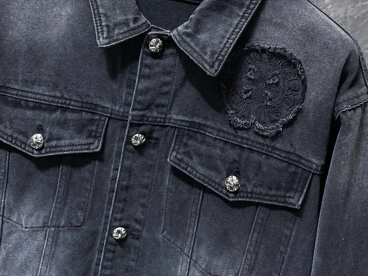 Embroidered Leather-Patch Denim Jacket D25022162 — view 4