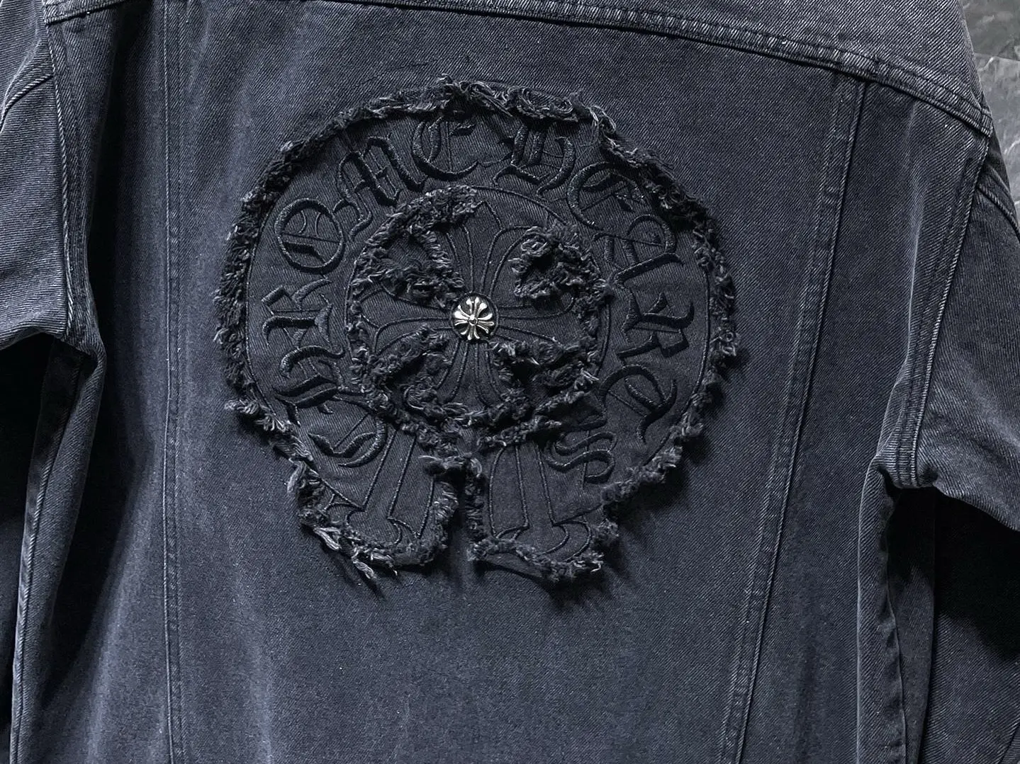 Embroidered Leather-Patch Denim Jacket D25022162 — view 6
