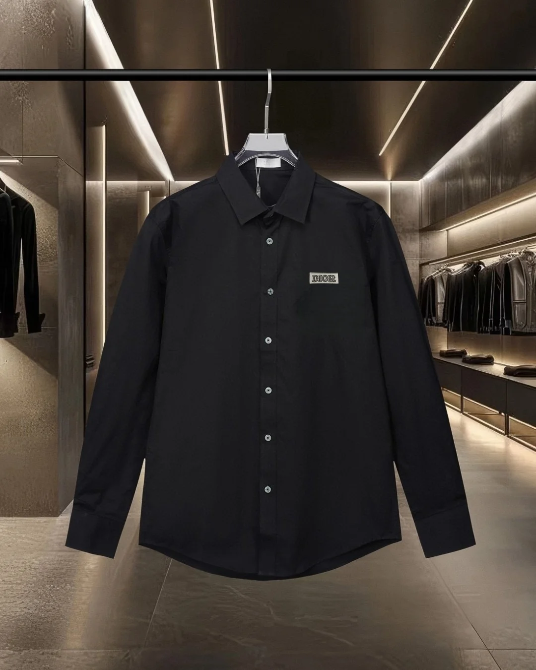 Logo Embroidered Cotton Long-Sleeve Shirt D17811306