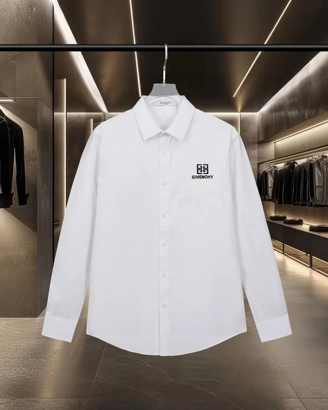 Logo-Embroidered Cotton Long-Sleeve Shirt D17811325