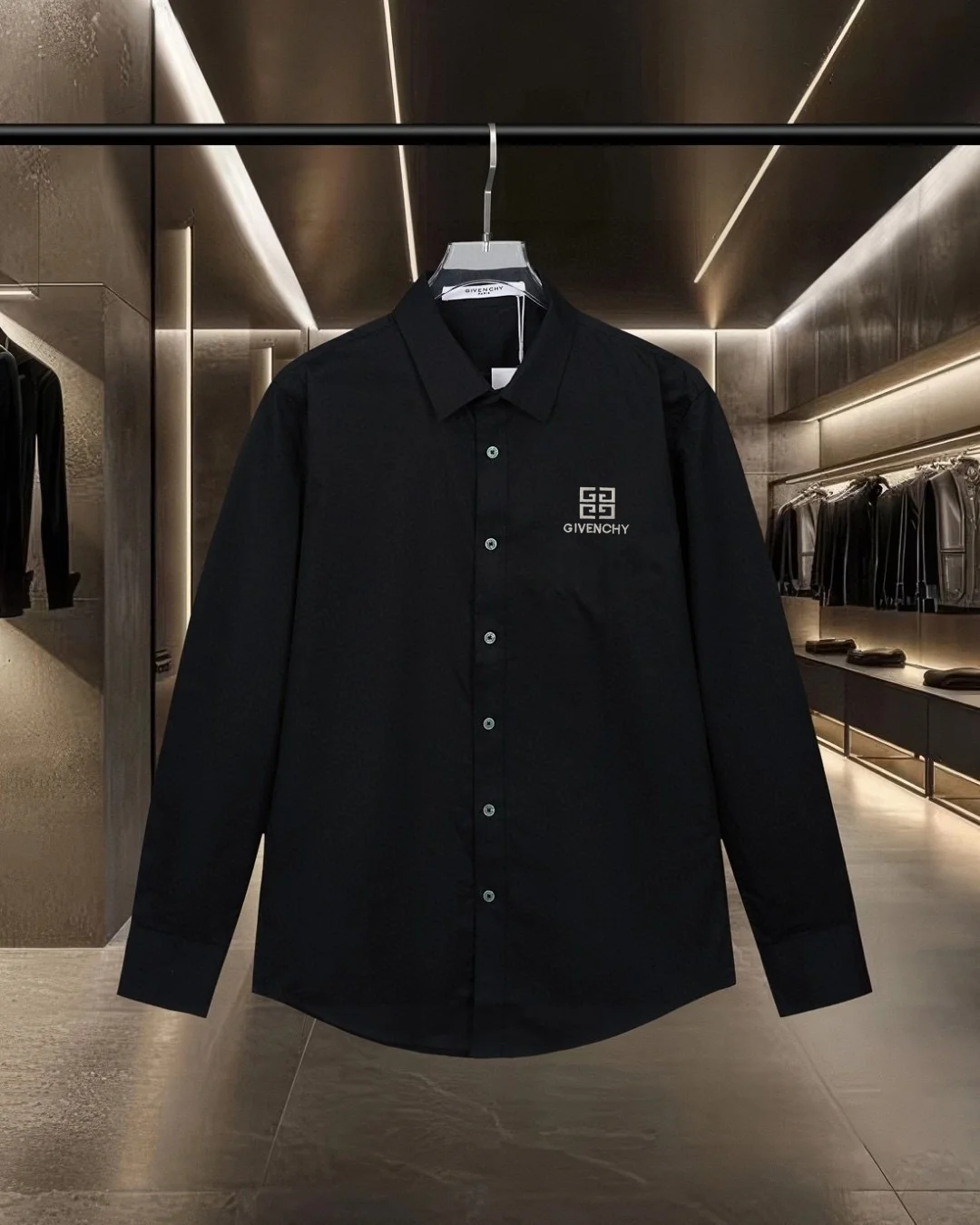 Logo-Embroidered Cotton Long-Sleeve Shirt D17811324