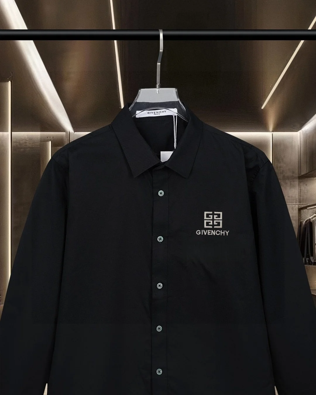 Logo-Embroidered Cotton Long-Sleeve Shirt D17811324 — view 3