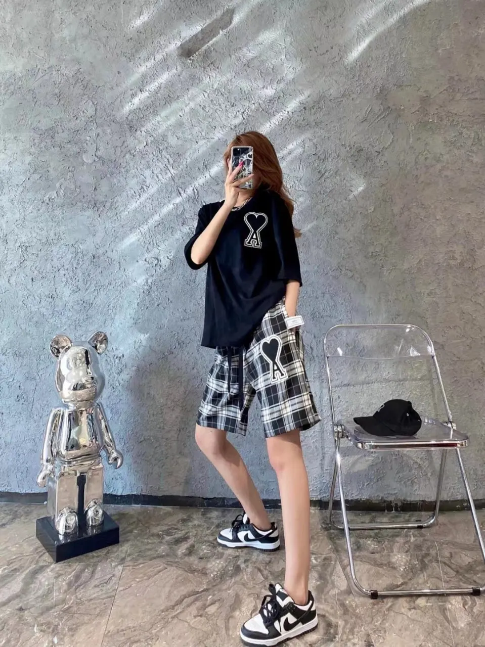 Ami de Coeur Plaid Embroidered Shorts D11511263 — view 3
