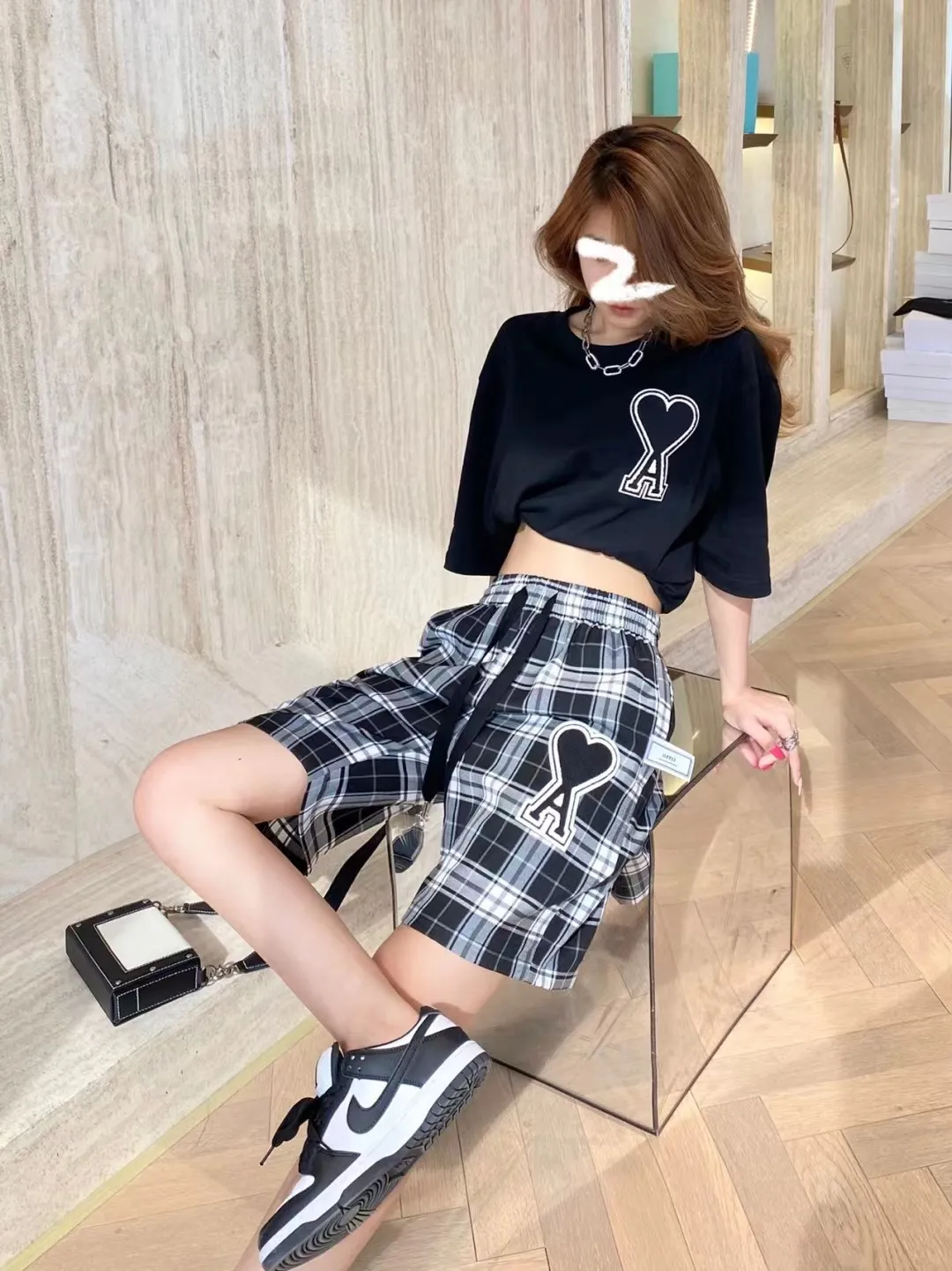 Ami de Coeur Plaid Embroidered Shorts D11511263 — view 4