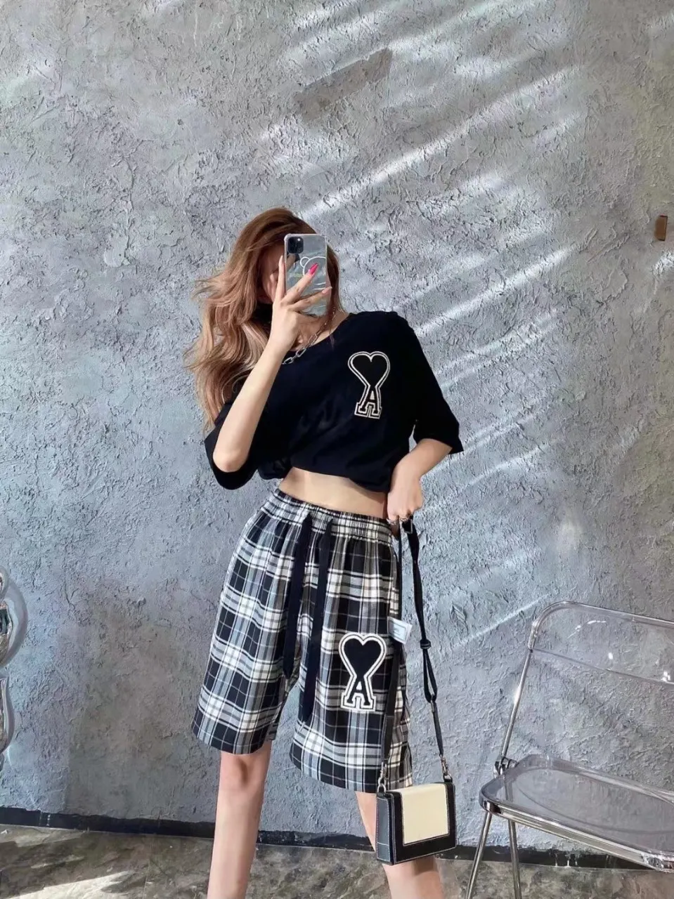 Ami de Coeur Plaid Embroidered Shorts D11511263 — view 8