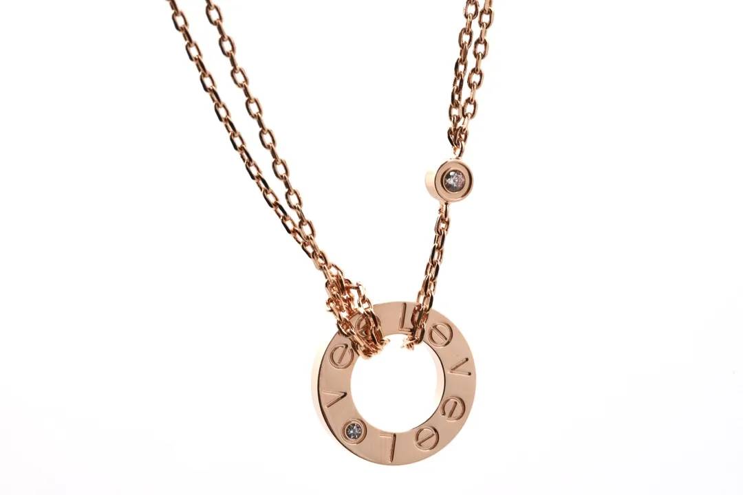 Love Diamond Pendant Necklace (Gold-Plated Brass) D12016705