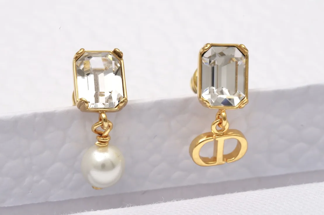 Asymmetric Crystal and Pearl Drop Earrings D13517278 — view 3