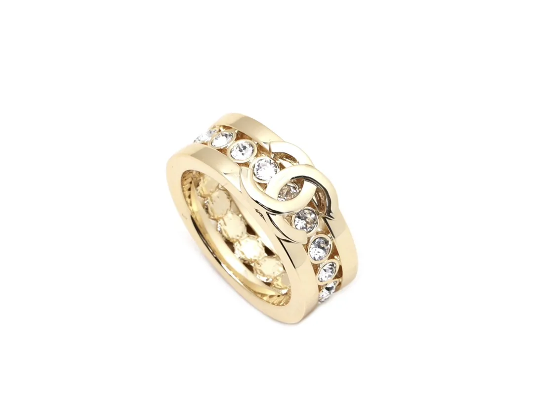 Crystal-Embellished Interlocking Logo Ring D13017349 — view 2